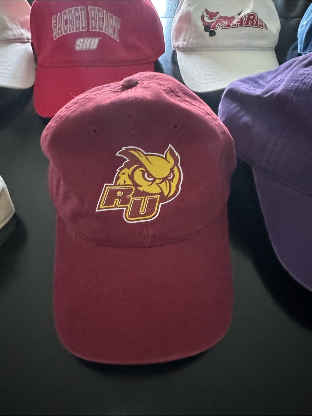 Burgundy Baseball Cap with Yellow Owl RU Logo